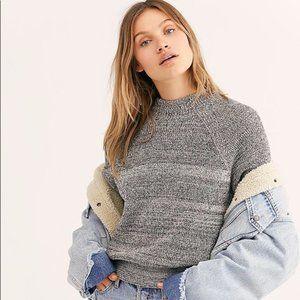 Free People Mock Neck Knit Sweater Grey